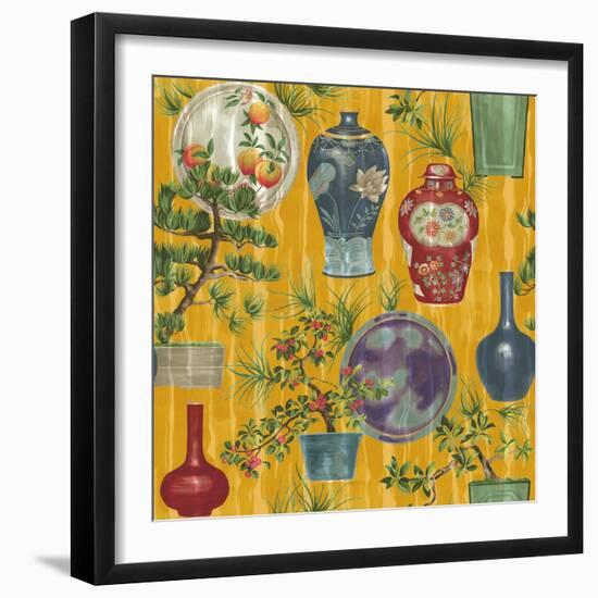 Japanese Vases Gold1-Bill Jackson-Framed Giclee Print