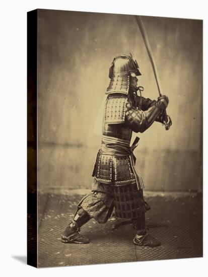 Japanese Warrior in Armour, 1865-7-Felice Beato-Stretched Canvas