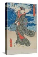 Japanese Woman by the Sea-Utagawa Kunisada-Stretched Canvas