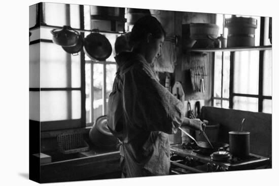Japanese Woman Cooking-null-Stretched Canvas