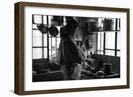 Japanese Woman Cooking-null-Framed Photographic Print