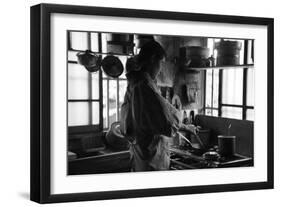 Japanese Woman Cooking-null-Framed Photographic Print