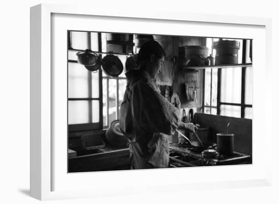 Japanese Woman Cooking-null-Framed Photographic Print