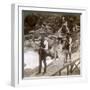 Japanese Woman in a Yamakago (Mountain Chai) Crossing the Torrential Daiya River Near Nikko, Japan-Underwood & Underwood-Framed Photographic Print