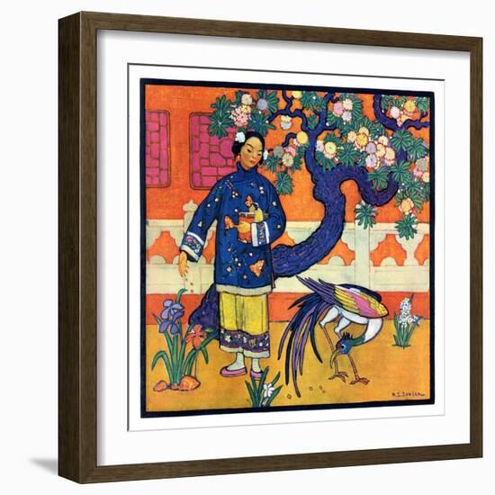 "Japanese Woman in Garden,"March 2, 1929-Henry Soulen-Framed Giclee Print