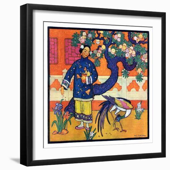 "Japanese Woman in Garden,"March 2, 1929-Henry Soulen-Framed Giclee Print