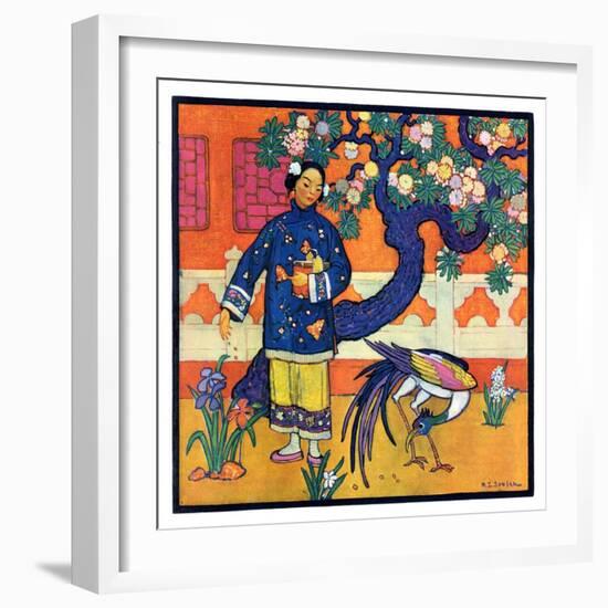 "Japanese Woman in Garden,"March 2, 1929-Henry Soulen-Framed Giclee Print