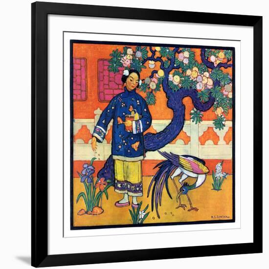 "Japanese Woman in Garden,"March 2, 1929-Henry Soulen-Framed Giclee Print