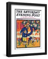 "Japanese Woman in Garden," Saturday Evening Post Cover, March 2, 1929-Henry Soulen-Framed Premium Giclee Print