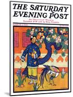 "Japanese Woman in Garden," Saturday Evening Post Cover, March 2, 1929-Henry Soulen-Mounted Giclee Print