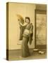 Japanese Woman in Kimono with Fan-null-Stretched Canvas