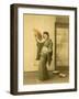 Japanese Woman in Kimono with Fan-null-Framed Photographic Print