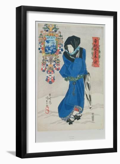 Japanese Woman in the Snow-Utagawa Kunisada-Framed Giclee Print