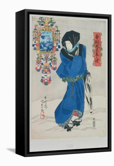 Japanese Woman in the Snow-Utagawa Kunisada-Framed Stretched Canvas