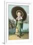 Japanese Woman with Umbrella and Lantern-null-Framed Art Print