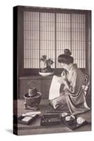 Japanese Woman Writing, 1933-Japanese Photographer-Stretched Canvas