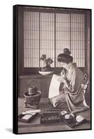 Japanese Woman Writing, 1933-Japanese Photographer-Framed Stretched Canvas