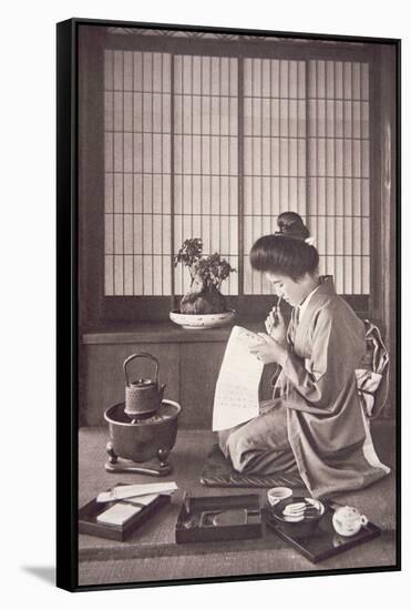 Japanese Woman Writing, 1933-Japanese Photographer-Framed Stretched Canvas