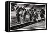 Japanese Women by the Zeppelin Hangar, Kasumigaura, Japan, 1929-null-Framed Stretched Canvas