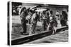 Japanese Women by the Zeppelin Hangar, Kasumigaura, Japan, 1929-null-Stretched Canvas