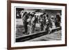 Japanese Women by the Zeppelin Hangar, Kasumigaura, Japan, 1929-null-Framed Giclee Print