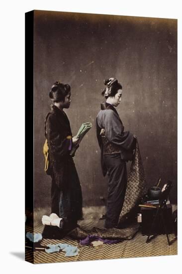 Japanese Women Dressing, C.1870-1880-Felice Beato-Stretched Canvas