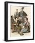 Japanese Women Playing Music and Drums, Wearing Traditional Clothing-null-Framed Giclee Print