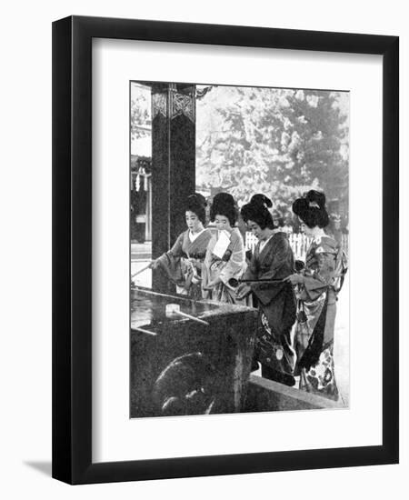 Japanese Women Washing their Hands Prior to Entering a Temple, 1936-Sport & General-Framed Premium Giclee Print