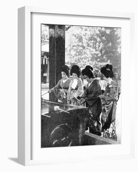 Japanese Women Washing their Hands Prior to Entering a Temple, 1936-Sport & General-Framed Giclee Print