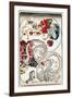 Japanese Wood-Cut Print, Creatures with Long Necks Attack a Noodle Shop Customer, no.1-Lantern Press-Framed Art Print