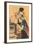 Japanese Woodblock, Cooking-null-Framed Art Print