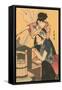 Japanese Woodblock, Cooking-null-Framed Stretched Canvas