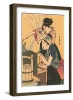 Japanese Woodblock, Cooking-null-Framed Art Print