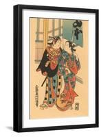 Japanese Woodblock, Couple-null-Framed Art Print