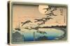 Japanese Woodblock, Flying Geese-null-Stretched Canvas