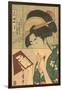 Japanese Woodblock, Geisha Looking in Mirror-null-Framed Art Print