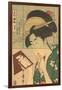 Japanese Woodblock, Geisha Looking in Mirror-null-Framed Art Print