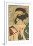 Japanese Woodblock, Geisha Looking in Mirror-null-Framed Art Print