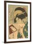 Japanese Woodblock, Geisha Looking in Mirror-null-Framed Art Print