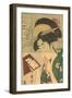 Japanese Woodblock, Geisha Looking in Mirror-null-Framed Art Print