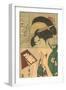 Japanese Woodblock, Geisha Looking in Mirror-null-Framed Art Print