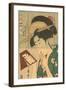 Japanese Woodblock, Geisha Looking in Mirror-null-Framed Art Print