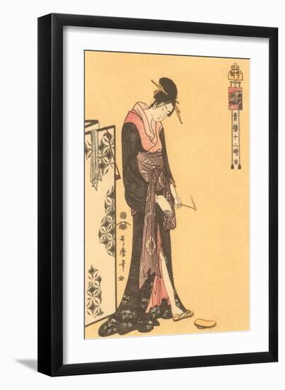 Japanese Woodblock, Geisha-null-Framed Art Print