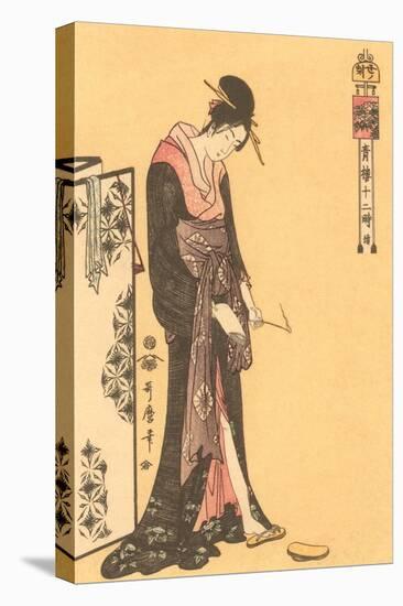 Japanese Woodblock, Geisha-null-Stretched Canvas