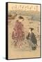 Japanese Woodblock, Japanese Women on Shore-null-Framed Stretched Canvas