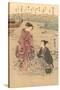 Japanese Woodblock, Japanese Women on Shore-null-Stretched Canvas