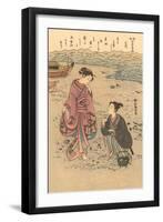 Japanese Woodblock, Japanese Women on Shore-null-Framed Art Print