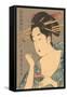 Japanese Woodblock, Lady Applying Lip Gloss-null-Framed Stretched Canvas