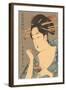 Japanese Woodblock, Lady Applying Lip Gloss-null-Framed Art Print