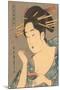 Japanese Woodblock, Lady Applying Lip Gloss-null-Mounted Art Print